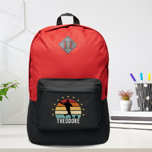 Colorful Vintage Retro Soccer Player Personalize N Port Authority® Backpack