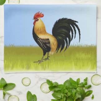 Colorful Vintage Rooster Kitchen Towel