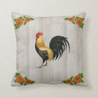 Colorful Vintage Rooster, Rustic, Farm Quote Throw Pillow