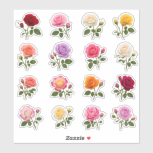 Colorful Vintage Rose Flower Floral Garden Sticker