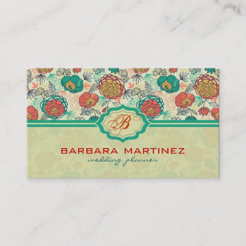 Colorful Vintage Roses Hand-Drawn Style Business Card