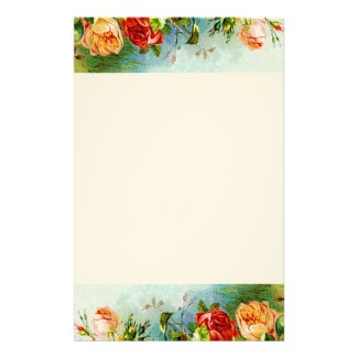 Colorful Vintage Roses Stationery