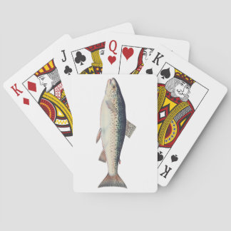 Colorful vintage salmon illustration poker cards