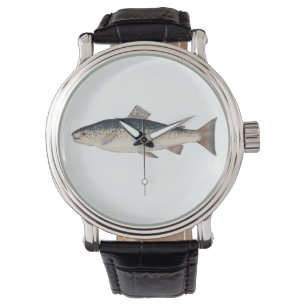 Colorful vintage salmon illustration watch