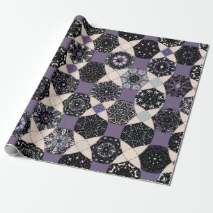 Colorful vintage seamless pattern with floral and wrapping paper