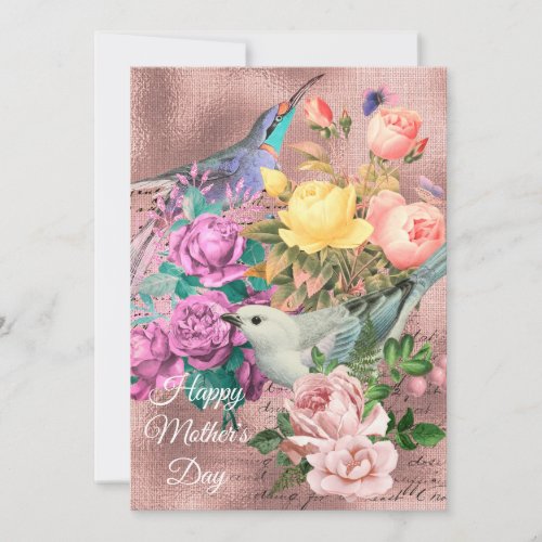 Colorful Vintage Song Birds Roses  Butterflies
