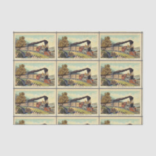 Colorful Vintage Steam Train Art Pattern Decoupage Tissue Paper