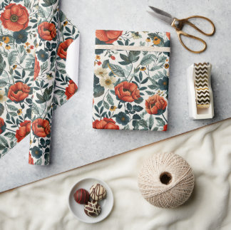 Colorful Vintage Style Floral Wrapping Paper