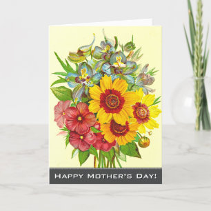 Colorful, Vintage Style Flowers Mother's Day Card