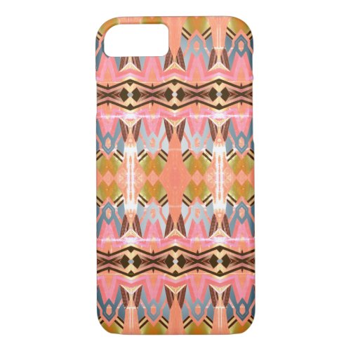 Colorful Vintage Style Geometric Pink Pattern iPhone 87 Case