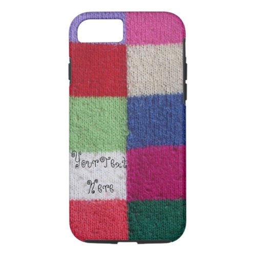 colorful vintage style knitted patchwork squares iPhone 87 case