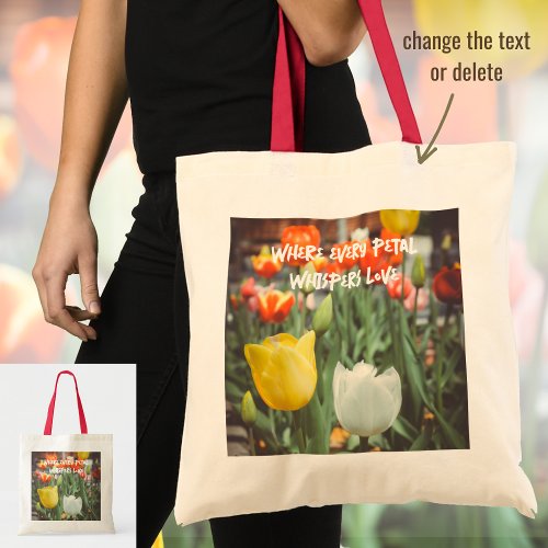 Colorful vintage style spring tulips  tote bag