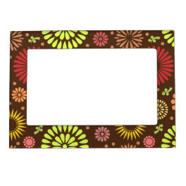Colorful vintage sunflowers magnetic frame