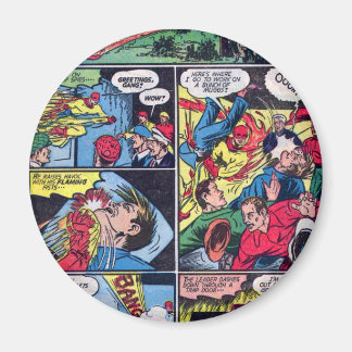Colorful Vintage The Flame Comic Book Superhero Magnet