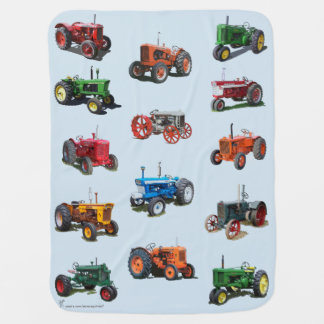 Colorful Vintage Tractor Blanket - blue