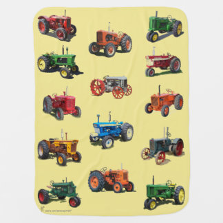 Colorful Vintage Tractor Blanket - yellow