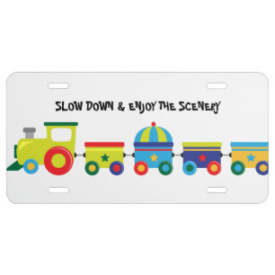 Colorful Vintage Train License Plate