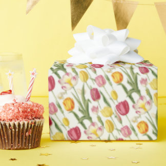 Colorful Vintage Tulips Wrapping Paper
