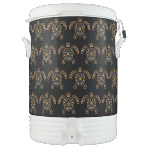 Colorful vintage turtle design beverage cooler
