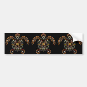 Colorful vintage turtle design bumper sticker