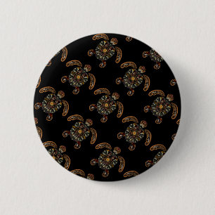 Colorful vintage turtle design button