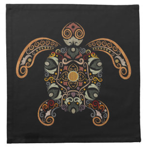 Colorful vintage turtle design cloth napkin