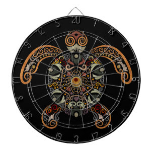 Colorful vintage turtle design dart board