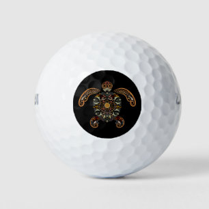 Colorful vintage turtle design golf balls