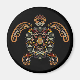 Colorful vintage turtle design magnet