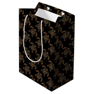 Colorful vintage turtle design medium gift bag