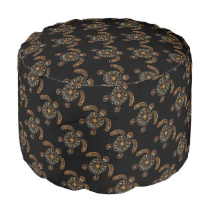 Colorful vintage turtle design pouf