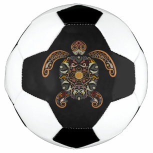Colorful vintage turtle design soccer ball