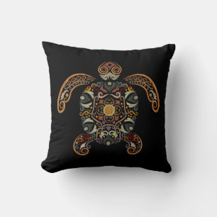 Colorful vintage turtle design throw pillow
