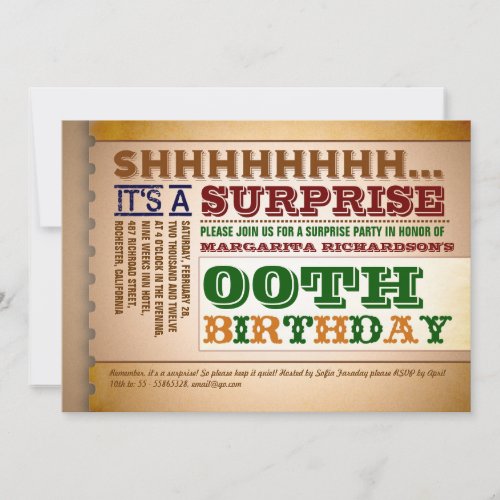 colorful vintage typography birthday invitations