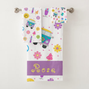 Colorful Vintage Van Sunny Custom Bath Towel Set