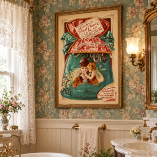 Colorful Vintage Victorian Era Perfume Ad Poster