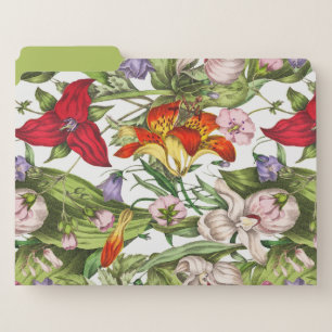 Colorful Vintage Watercolor Floral Pattern File Folder