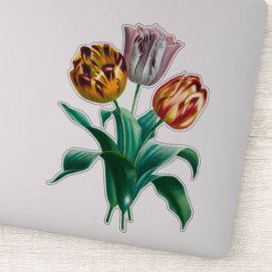 Colorful Vintage Watercolor Tulip Flowers Bouquet Sticker