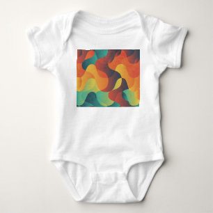 Colorful vintage wave abstract pattern baby bodysuit