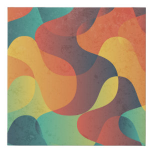 Colorful vintage wave abstract pattern faux canvas print