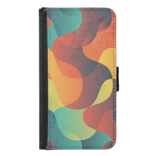 Colorful vintage wave abstract pattern samsung galaxy s5 wallet case