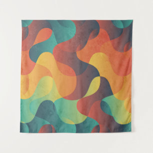Colorful vintage wave abstract pattern tapestry