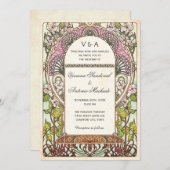 Colorful Vintage Wedding Invitations Art Nouveau (Front/Back)