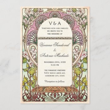 Colorful Vintage Wedding Invitations Art Nouveau by Anything_Goes at Zazzle