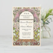 Colorful Vintage Wedding Invitations Art Nouveau (Standing Front)