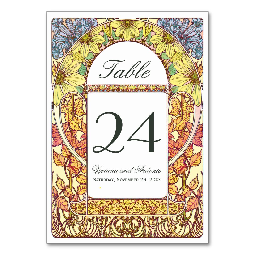 Colorful Vintage Wedding Table Numbers | Zazzle