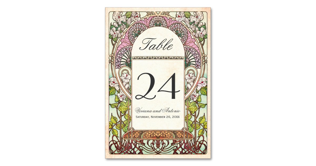 Colorful Vintage Wedding Table Numbers | Zazzle