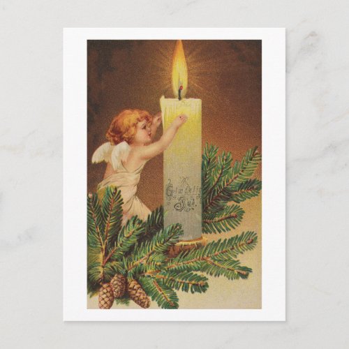 Colorful vintage white Christmas angel card