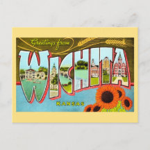 Colorful Vintage Wichita Kansas Postcard