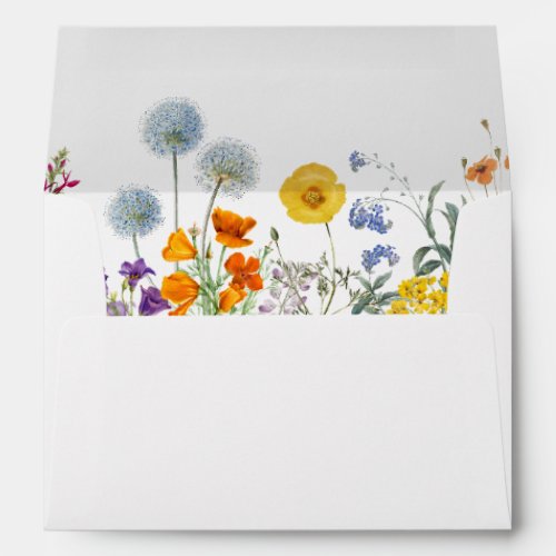 Colorful Vintage Wildflower Wedding Envelope